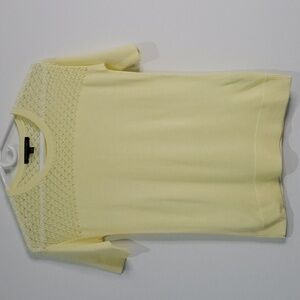 Banana Republic Pale Yellow Crochet knit light weight short sleeve sweater XXS